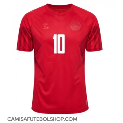 Camisa de time de futebol Dinamarca Christian Eriksen #10 Replicas 1º Equipamento Mundo 2022 Manga Curta